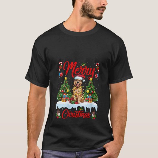 Womens Xmas Tree Lighting Santa Bouvier des Flandr T-shirt (Voorkant)