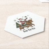 Womens Xmas Tree Lighting Santa Riding Highland Co Kartonnen Onderzetters (Schuin)