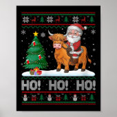 Womens Xmas Tree Lighting Santa Riding Highland Co Poster (Voorkant)
