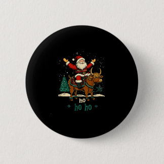 Womens Xmas Tree Lighting Santa Riding Highland Co Ronde Button 5,7 Cm