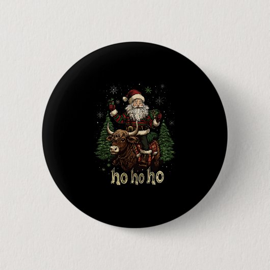 Womens Xmas Tree Lighting Santa Riding Highland Co Ronde Button 5,7 Cm (Voorkant)