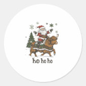 Womens Xmas Tree Lighting Santa Riding Highland Co Ronde Sticker (Voorkant)