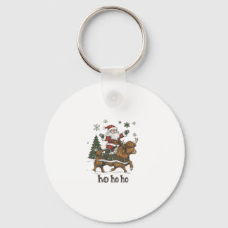 Womens Xmas Tree Lighting Santa Riding Highland Co Sleutelhanger