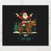 Womens Xmas Tree Lighting Santa Riding Highland Co Sparkling Wijnetiket (Enkel label)