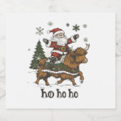 Womens Xmas Tree Lighting Santa Riding Highland Co Sparkling Wijnetiket (Enkel label)