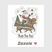 Womens Xmas Tree Lighting Santa Riding Highland Co Sticker (Vel)
