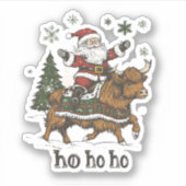 Womens Xmas Tree Lighting Santa Riding Highland Co Sticker (Voorkant)
