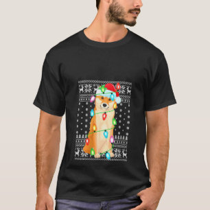 Womens Xmas verlichtingskerstman met Ugly Shiba In T-shirt