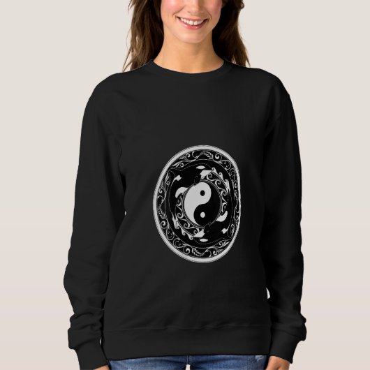 Womens Yin Yang Orcas V Neck Trui (Voorkant)