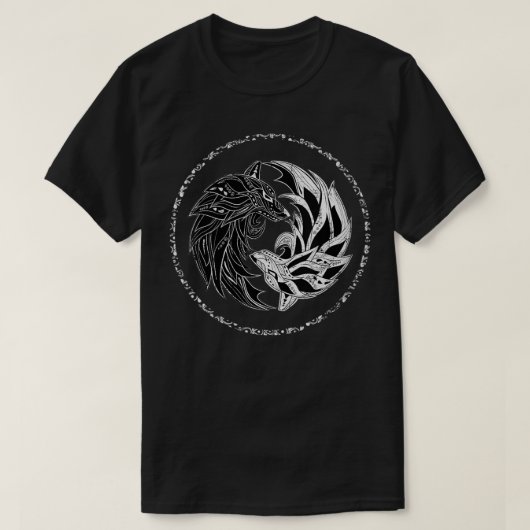 Womens yin yang Wolves Wolf, yinyang Tai Chi, Qi G T-shirt (Design voorkant)