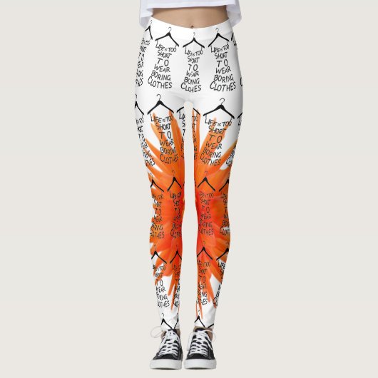 Womens Yoga Stretch Leggings Oranje Bloem (Voorkant)