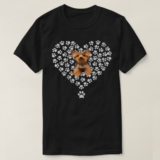Womens Yorkshire Terrier Lover Dog Paw Design Hear T-shirt (Design voorkant)