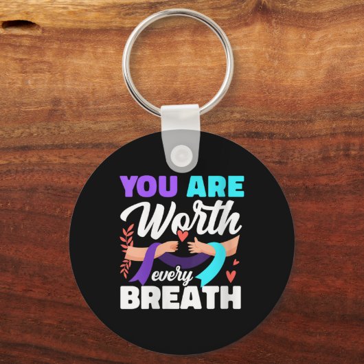Womens You Are Worth Every Breath Depression Aware Sleutelhanger (Voorkant)