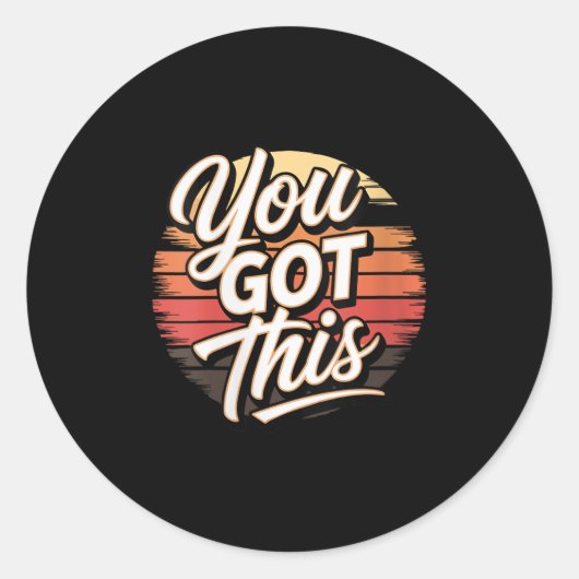 Womens You Got This – Retro-insred Motivational V- Ronde Sticker (Voorkant)