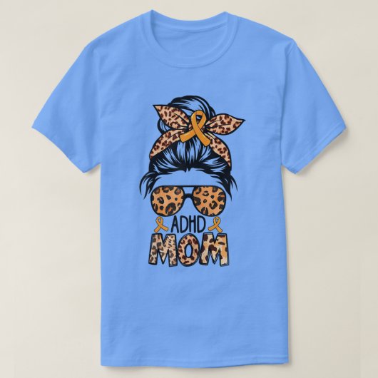 Womens Z4d4 Messy Bun Mam Oranje Ribbon ADHD Aware T-shirt (Design voorkant)