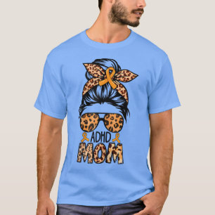 Womens Z4d4 Messy Bun Mam Oranje Ribbon ADHD Aware T-shirt