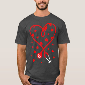 Womens Zurse Stethoscope Heart Valentijnsdag Nur T-shirt