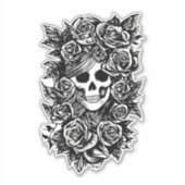 Womman Skull Rozen Gothic Oorspronkelijke inktteke Sticker (Voorkant)
