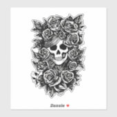 Womman Skull Rozen Gothic Oorspronkelijke inktteke Sticker (Vel)