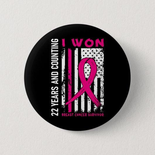 Won Borstkanker Overlevende 22 Jaar Jubileum Cou Ronde Button 5,7 Cm (Voorkant)