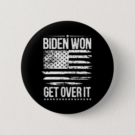Won Get Over It Amerikaanse vlag grappig Biden Har Ronde Button 5,7 Cm (Voorkant)
