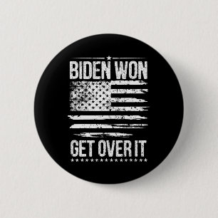 Won Get Over It Amerikaanse vlag grappig Biden Har Ronde Button 5,7 Cm