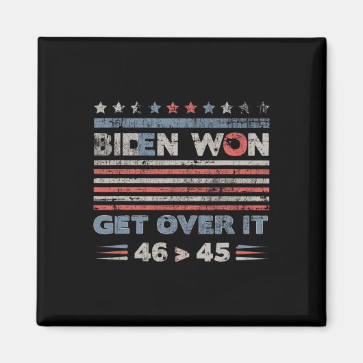 Won Get Over It Pro Joe Biden Anti Trump Grappig Magneet (Voorkant)