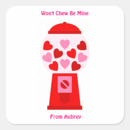 Won not Chew Be Mine Valentijn Sticker Heart Gumba