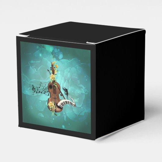 Wondeful violin with piano and flowers bedankdoosjes (Voorkant Zijde)