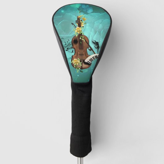 Wondeful violin with piano and flowers golfheadcover (Voorkant)