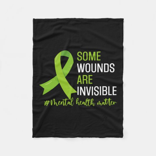 Wonden zijn onzichtbaar mentaal gezondheidsbewustz fleece deken (Voorkant)