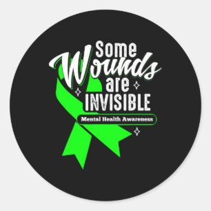 Wonden zijn onzichtbaar voor de geestelijke gezond ronde sticker