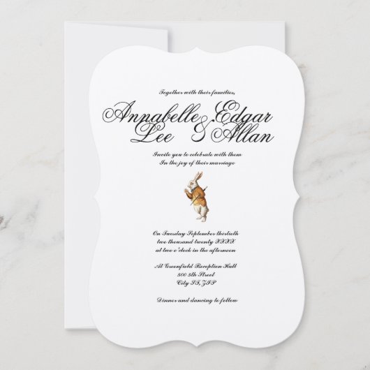 Wonder- Elegant Alice in Wonderland Uitnodiging (Voorkant)