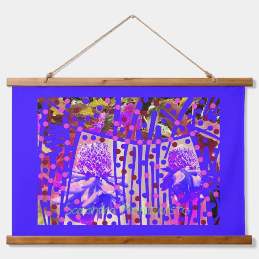 Wonder Flower Scroll Art Hout Bovenwerk Wandtapijt Hangend Wandkleed (Voorkant)