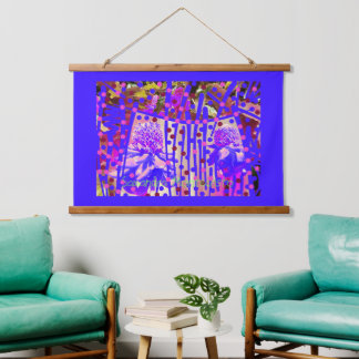 Wonder Flower Scroll Art Hout Bovenwerk Wandtapijt Hangend Wandkleed