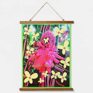 Wonder Flower Scroll Art Hout Bovenwerk Wandtapijt Hangend Wandkleed