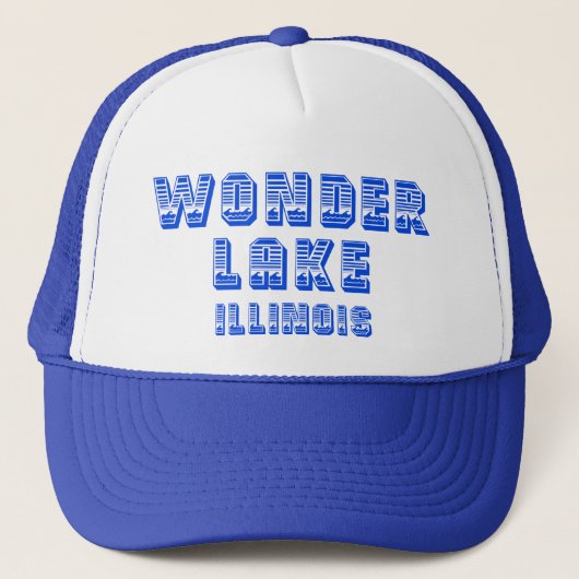 Wonder Lake Illinois Blue Waterline Trucker Hat Pet (Voorkant)