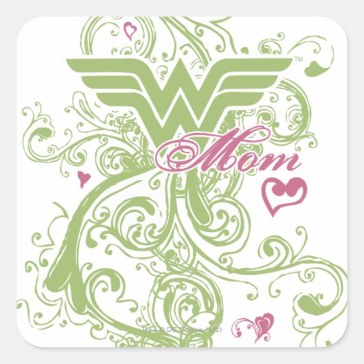Wonder Mam Swirls Vierkante Sticker (Voorkant)