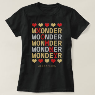 Wonder mammie Red Silver Glitter Aangepaste naam T-shirt