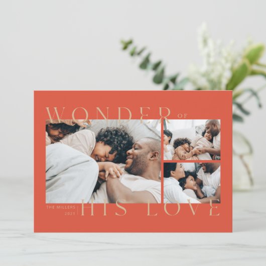 Wonder of His Love Christmas Card Feestdagenkaart (Staand voorkant)