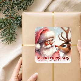 Wonder Personalized Santa Rudolph Christmas Sticke Vierkante Sticker