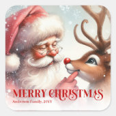 Wonder Personalized Santa Rudolph Christmas Sticke Vierkante Sticker (Voorkant)