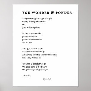 Wonder Ponder zelf liefde zorg gedicht poster kuns
