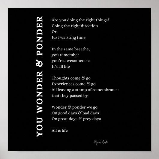 Wonder Ponder zelf liefde zorg gedicht poster kuns (Voorkant)