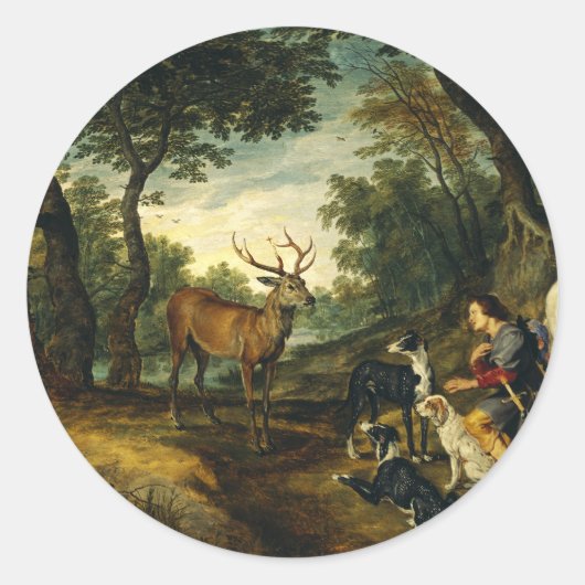 Wonder van Sint Hubertus door Peter Paul Rubens Ronde Sticker (Voorkant)