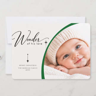 Wonder van Zijn Groene Kromme Baby Foto Religieus Feestdagenkaart