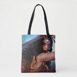 Wonder-vrouw blokkeert zwaard tote bag