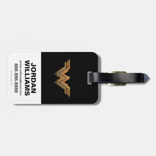 Wonder-vrouw die blokkeert met racelets bagagelabel (Achterkant horizontaal)