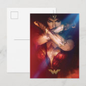 Wonder-vrouw die blokkeert met racelets briefkaart (Voorkant / Achterkant)