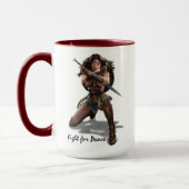 Wonder-vrouw die blokkeert met racelets mok (Links)